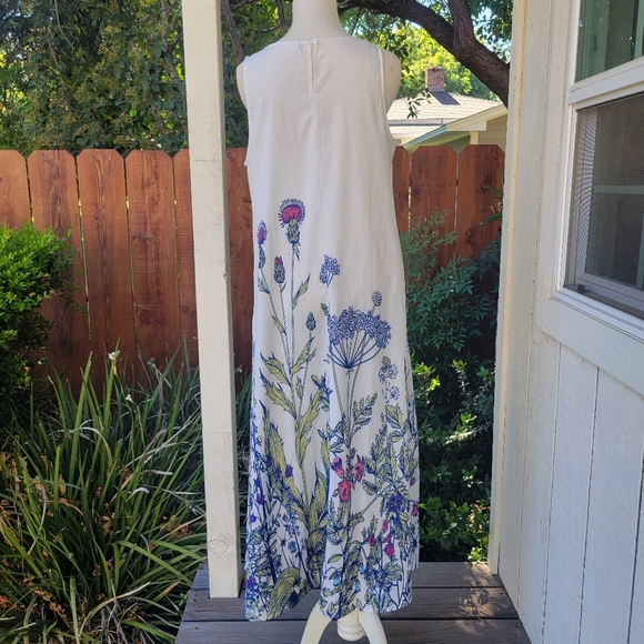 White Growing Floral Print Sleeveless Maxi Dress with Pockets - Picture 5 of 10